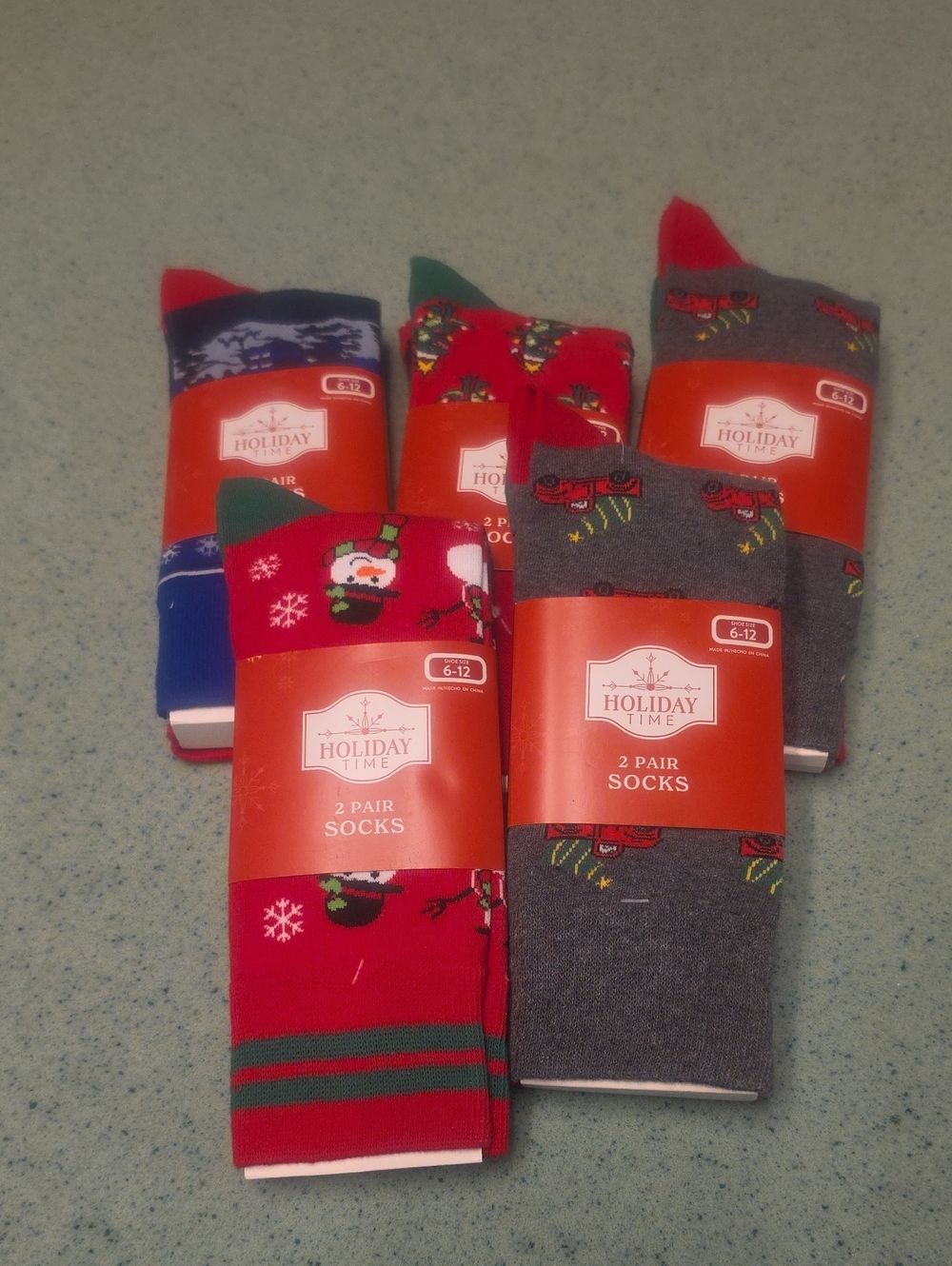 Holiday Time Holiday Socks Variety Pack in Red, Gray, Blue and Green